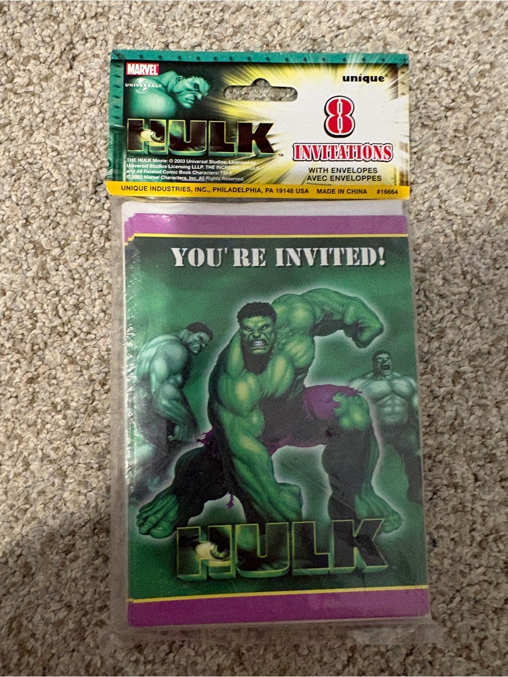 Vintage Y2K The Hulk Birthday Party Invitations New 2000’s Marvel 8